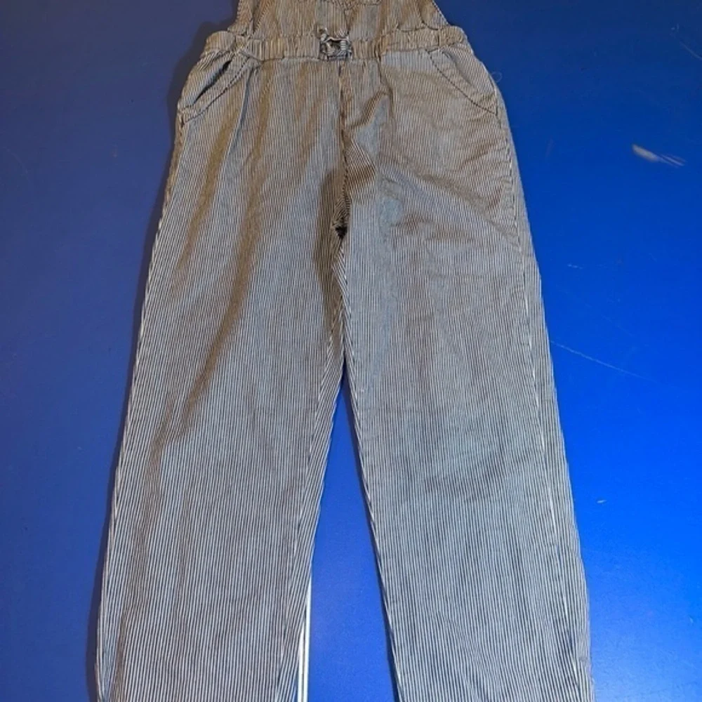 OshKosh B'Gosh Vintage Overalls Denim Vestbak Railroad Striped Size 10 EXCELLENT